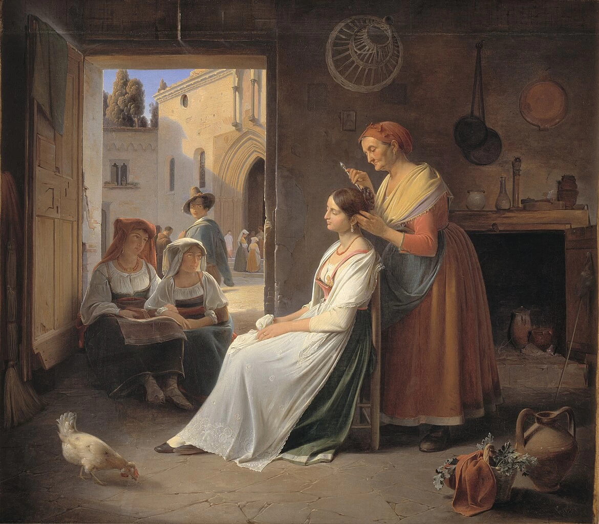 Una giovane donna italiana pettinata da sua madre - Statens Museum for Kunst